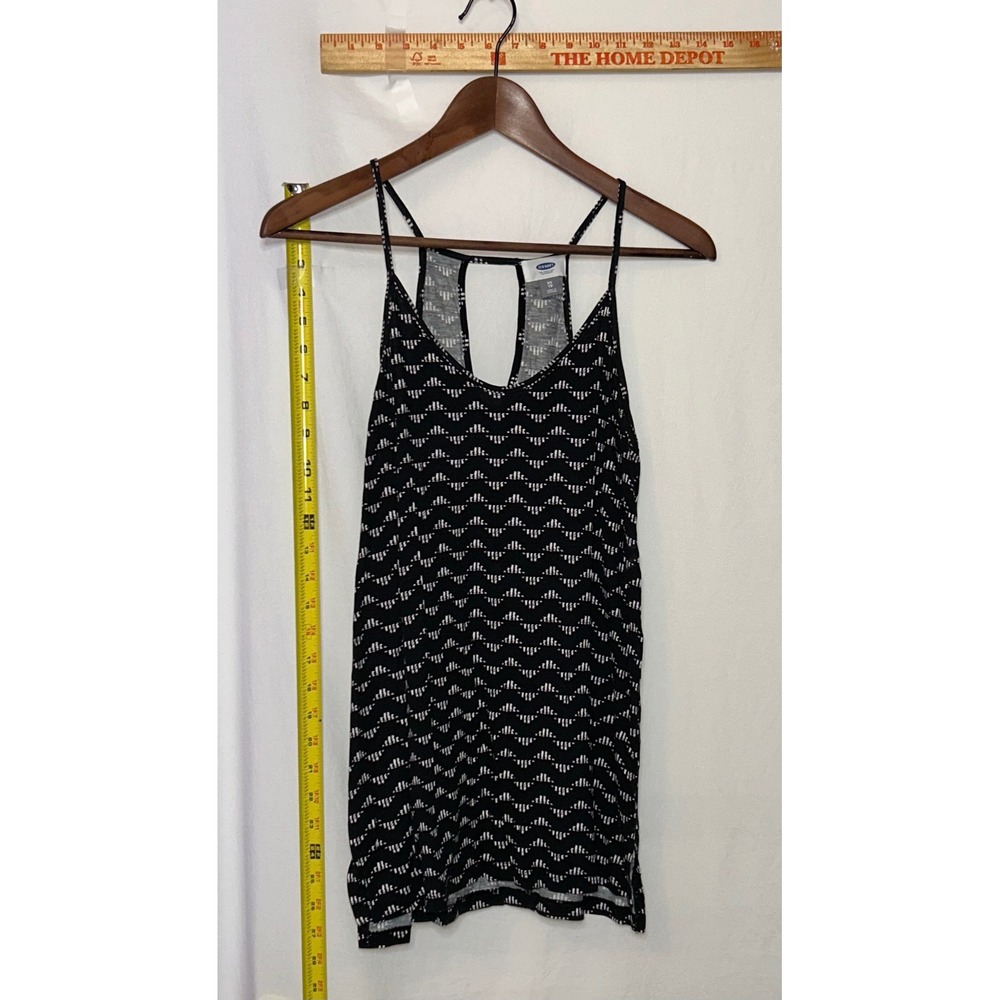 Old Navy Black White Geometric Print Spaghetti Strap Racerback Tank Womens XS